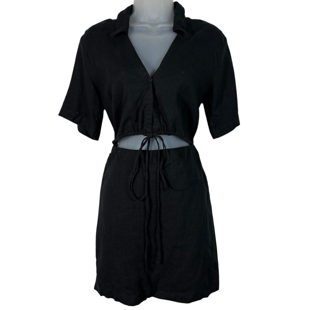Abercrombie & Fitch Black NWT Linen Blend Cutout Detail Shirt Dress NWT Small SP